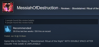 Illustration for article titled Bloodstained: Ritual Of The Night, As Told By Steam Reviews